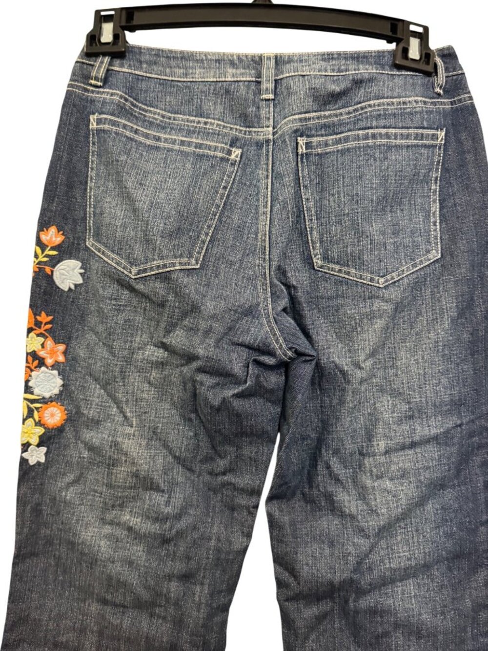 Talbots Petite Stretch Denim Jeans With Floral Embroidery - Blue - Inseam 27" - - Picture 7 of 8